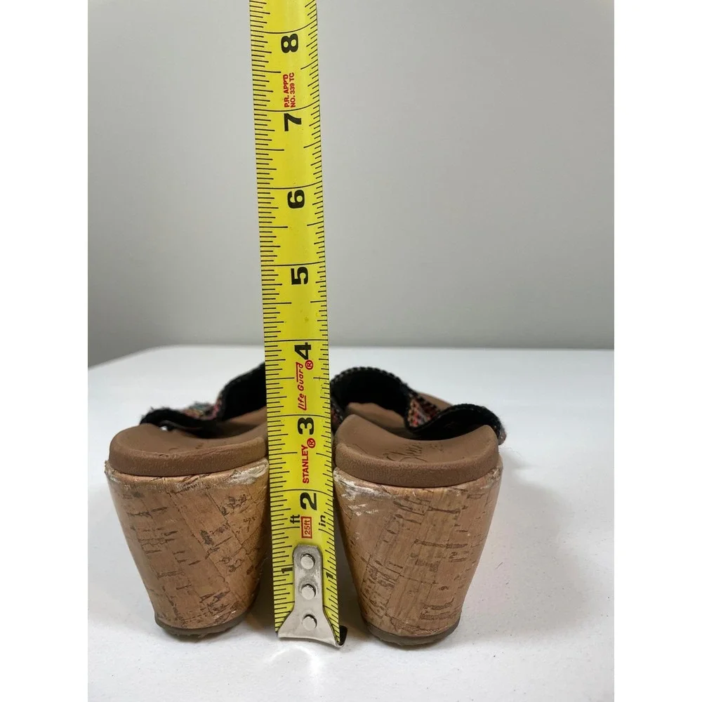 Skechers Wedge Sandals Women's Size 8 Multi Color Woven Luxe Foam Cork Heel Boho